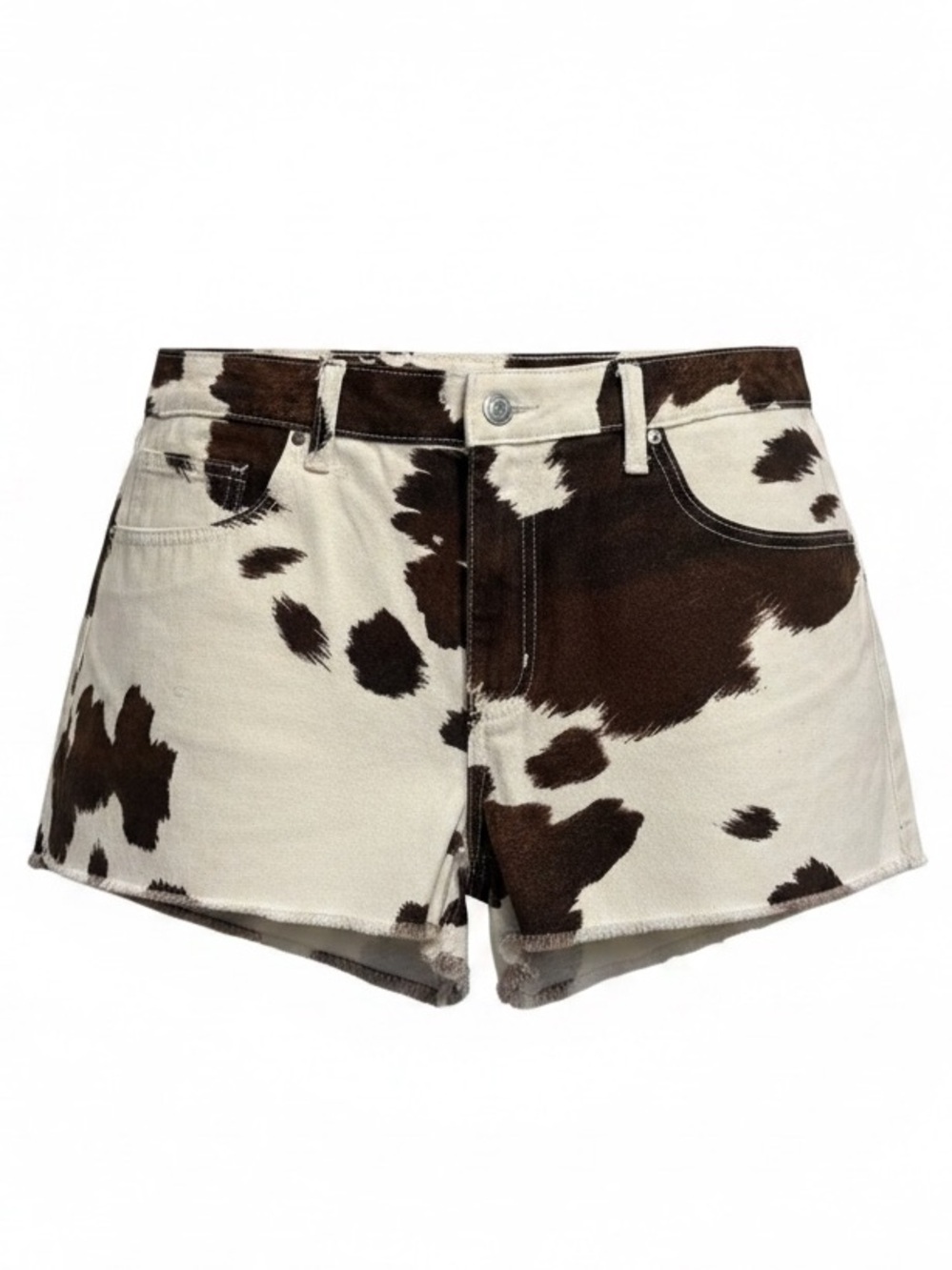 Wild Fable Rigid Denim Cow Print Mid Rise Raw Hem Cut Off Shorts